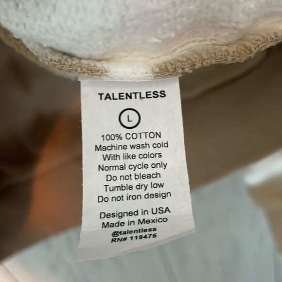 Nwt- Talentless Border Wash Heavyweight Hoodie Men's Size Large In Color Sand. - Picture 7 of 8